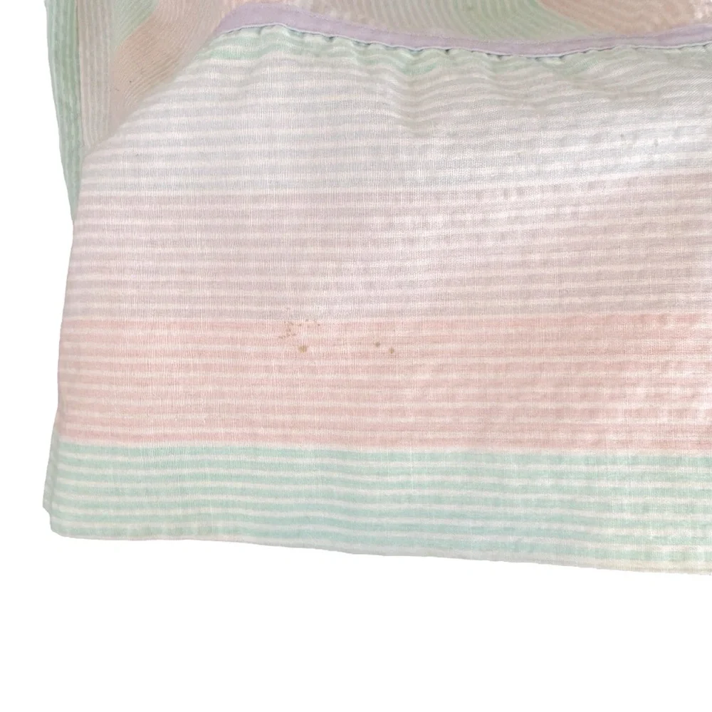 VINTAGE Komar Pastel Pink Green Purple Striped Cotton Midi Mumu Housedress - Picture 7 of 8